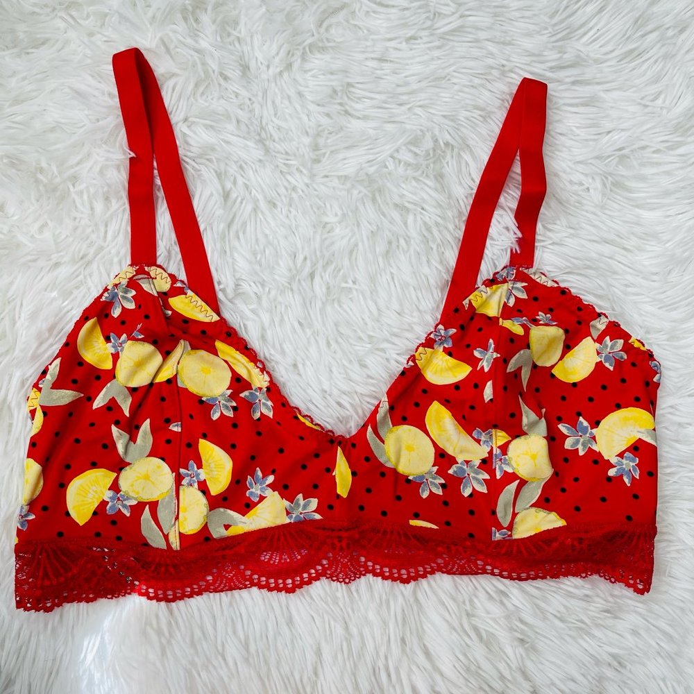 Free People Mari Printed Bralette Cherry Combo L - Picture 5 of 8